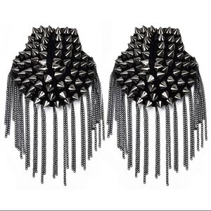 Black and Silver Studded Fringe Epaulet 2-pack